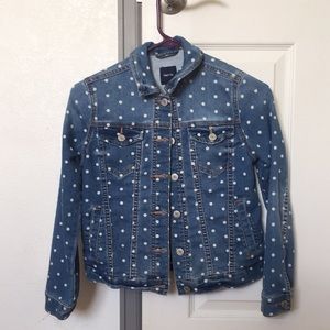 polka dot denim jacket